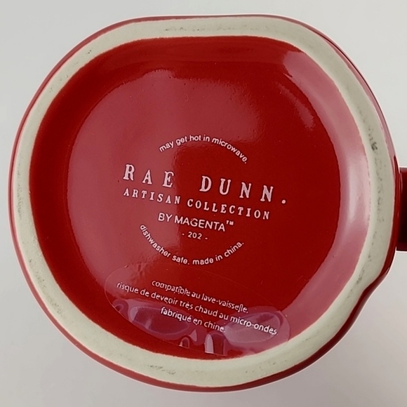 Rae Dunn Glossy Red Coffee Mug Double Sided HUGS KISSES White Large Letters - Picture 9 of 11